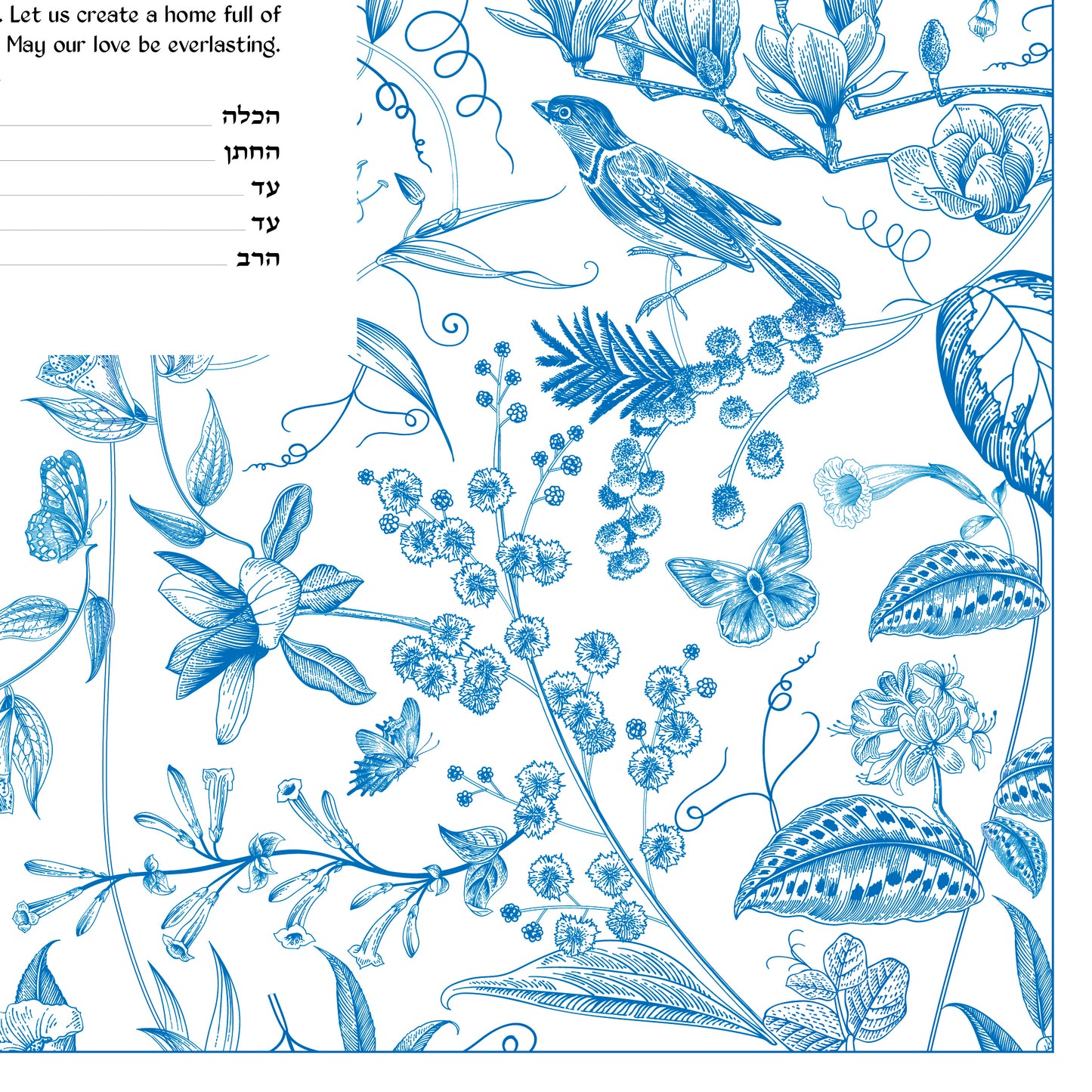 Ahava (Love) Blue Bird Ketubah.