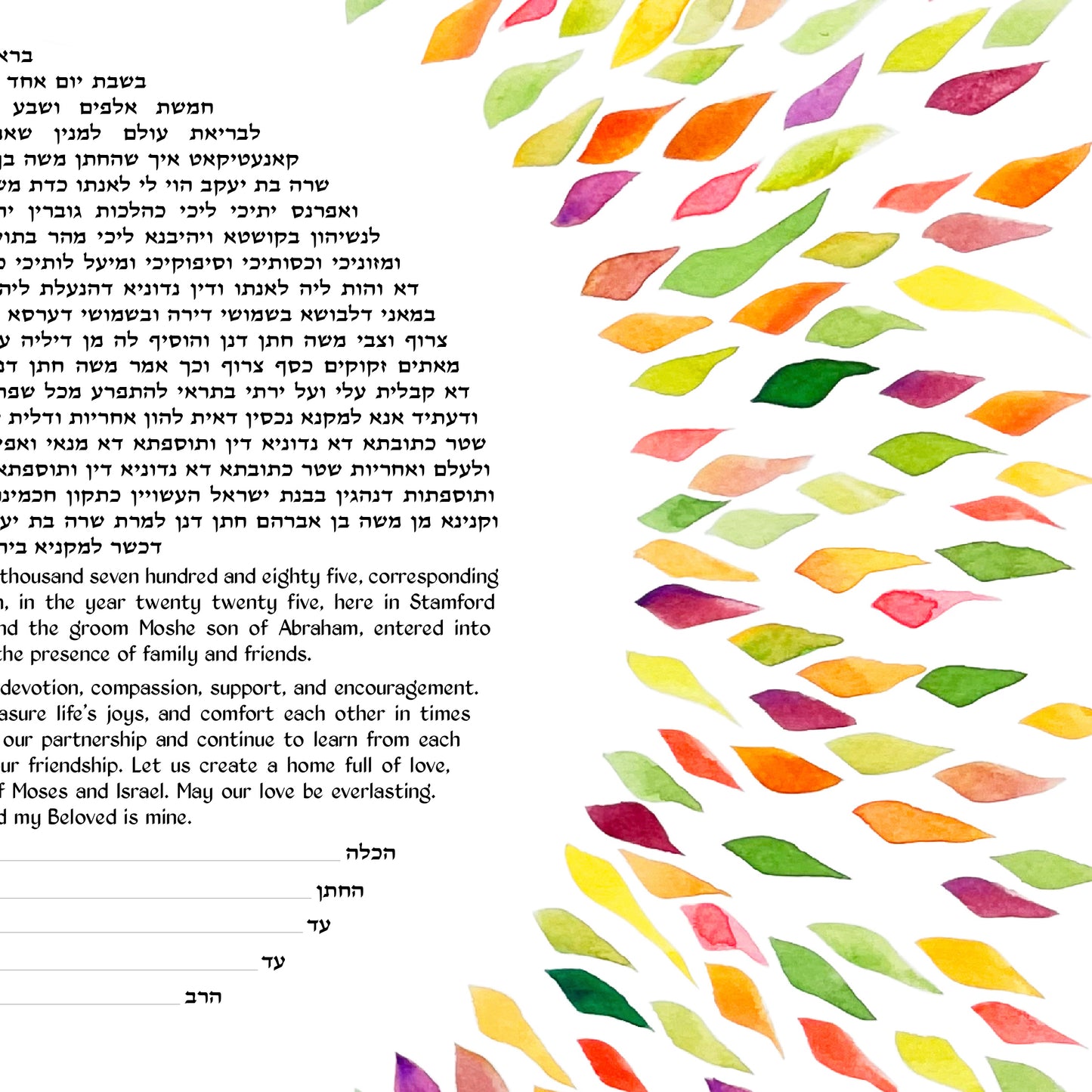 Spring Leaves Splash Ketubah