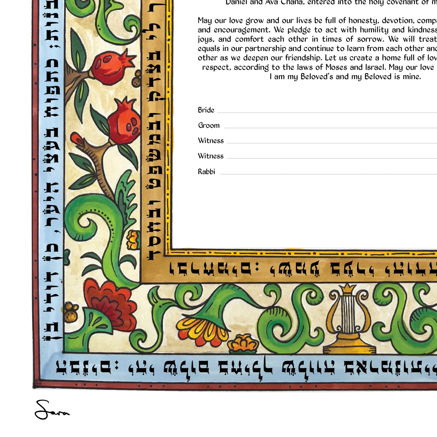 Italian Renaissance Ketubah: Art Painted Anew