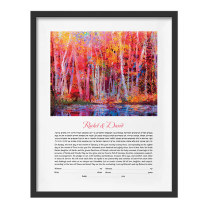 Vibrant Trees Water Reflection Ketubah