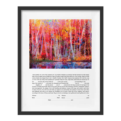 Vibrant Trees Water Reflection Ketubah