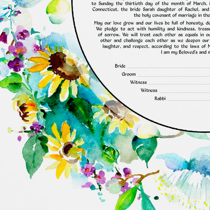 Water Color Sun Flowers Ketubah