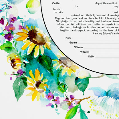 Water Color Sun Flowers Ketubah
