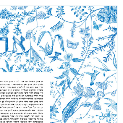 Ahava (Love) Blue Bird Ketubah