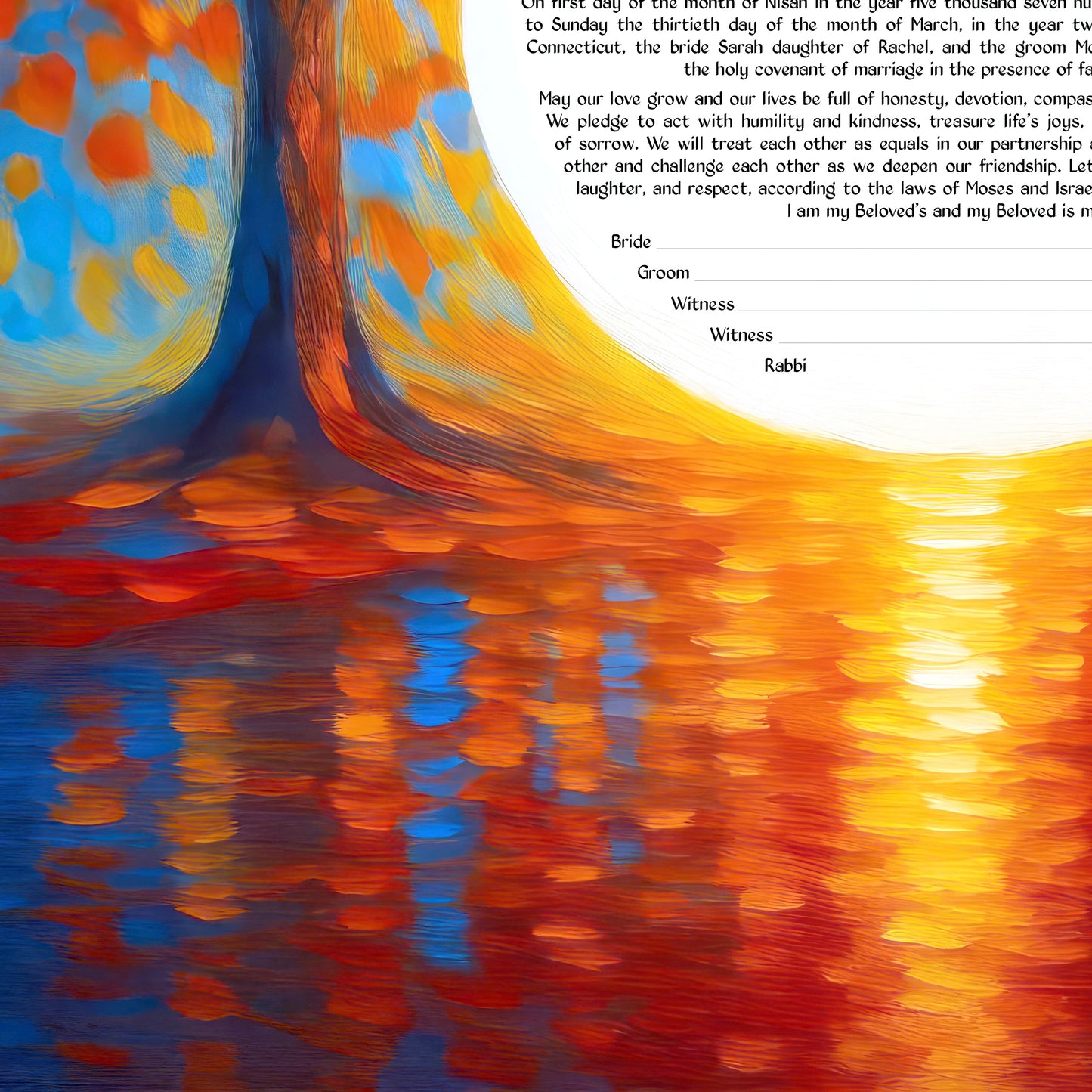 Autumn Sunset Tree Ketubah