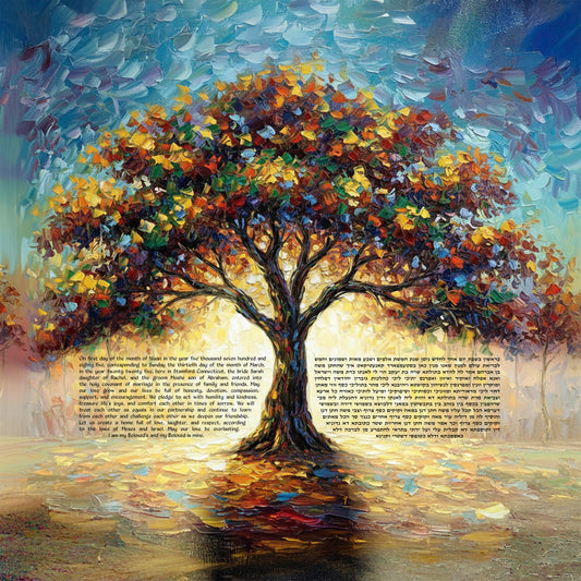 Colorful Tree of Life Ketubah – Impressionist Design