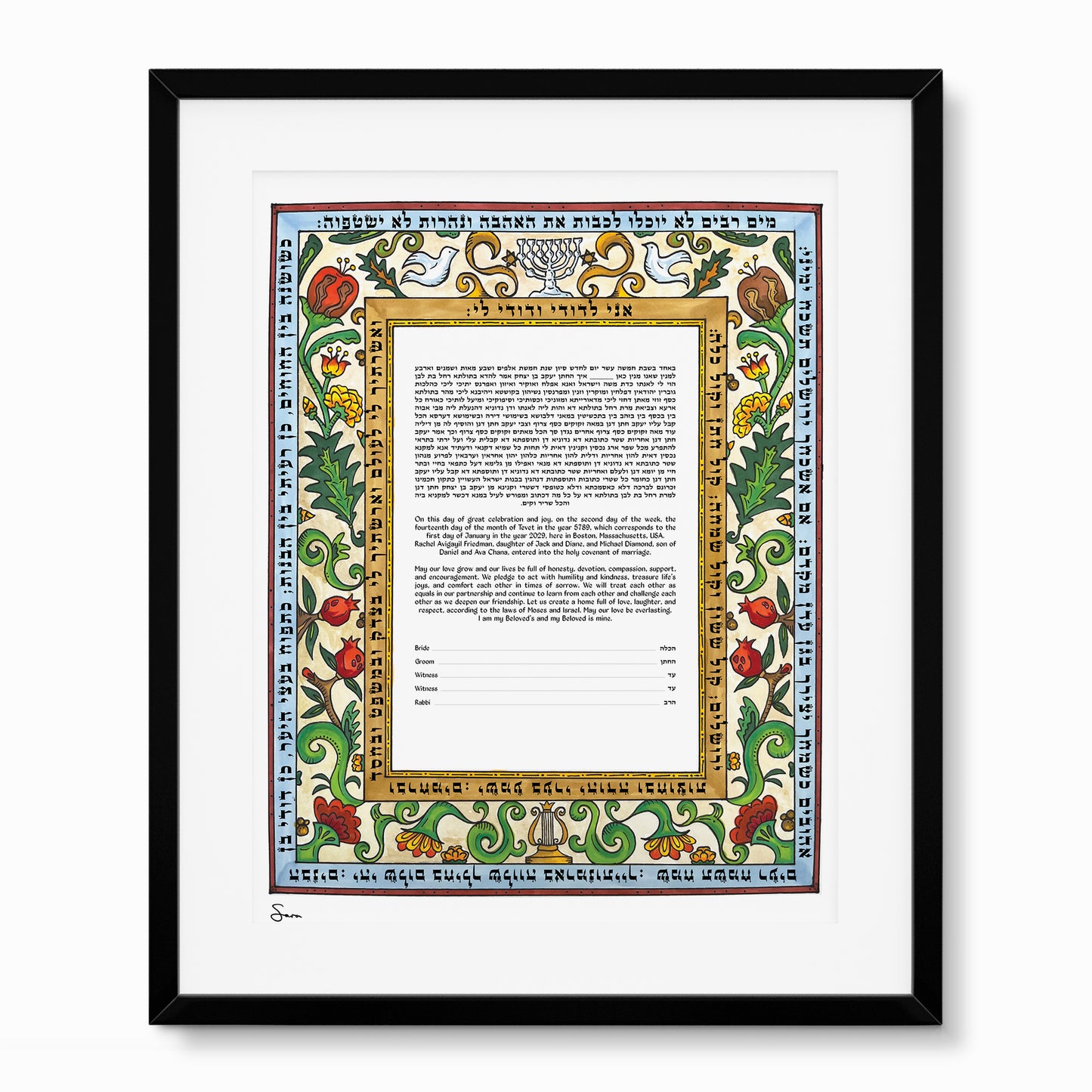 Italian Renaissance Ketubah: Art Painted Anew