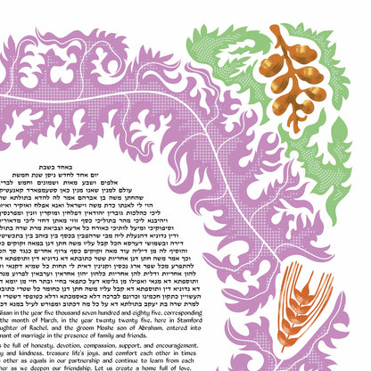 Circular Botanical Fruits of Israel Ketubah