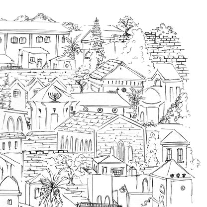 Jerusalem Old City Line Art Ketubah