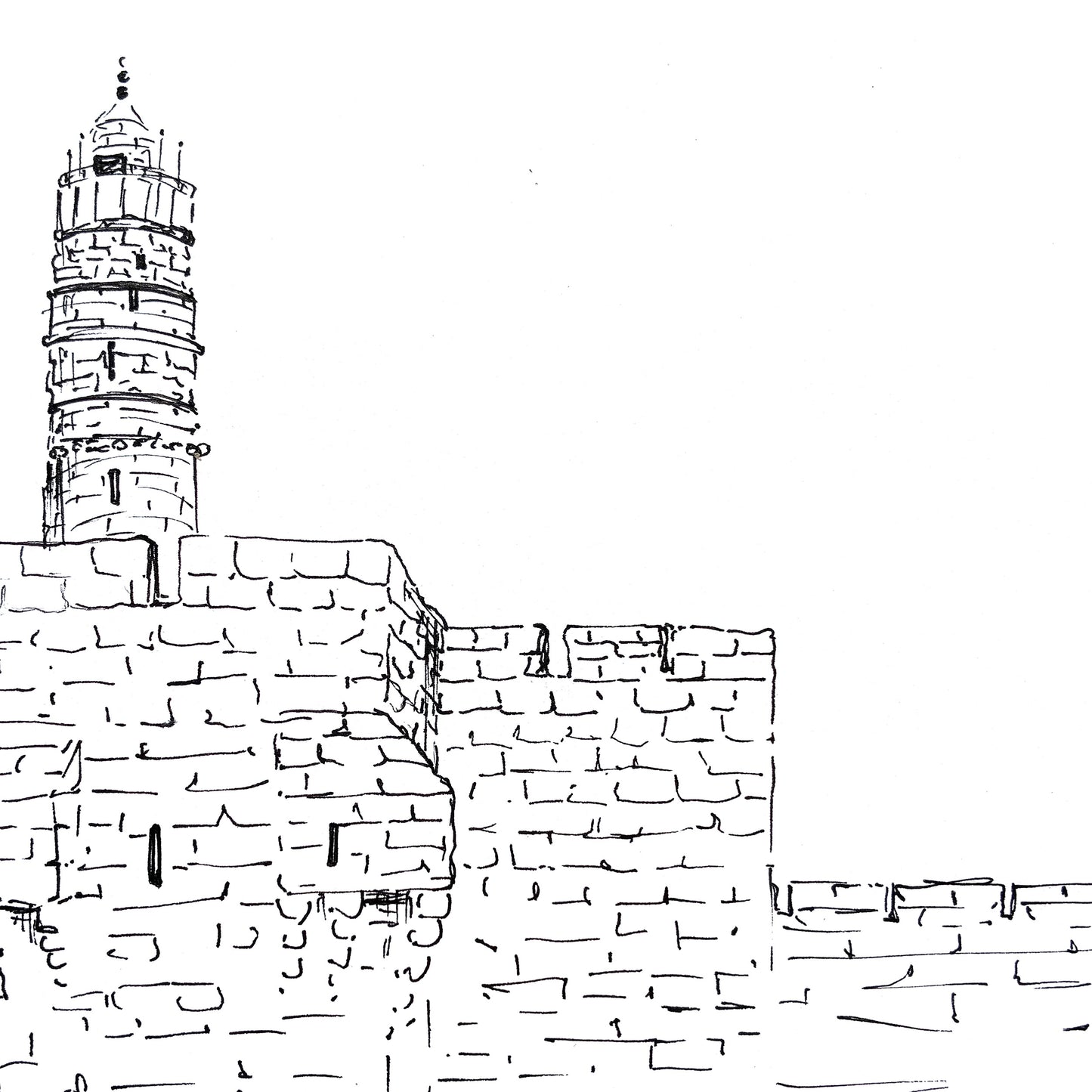 Jerusalem Tower of David Line Art Ketubah