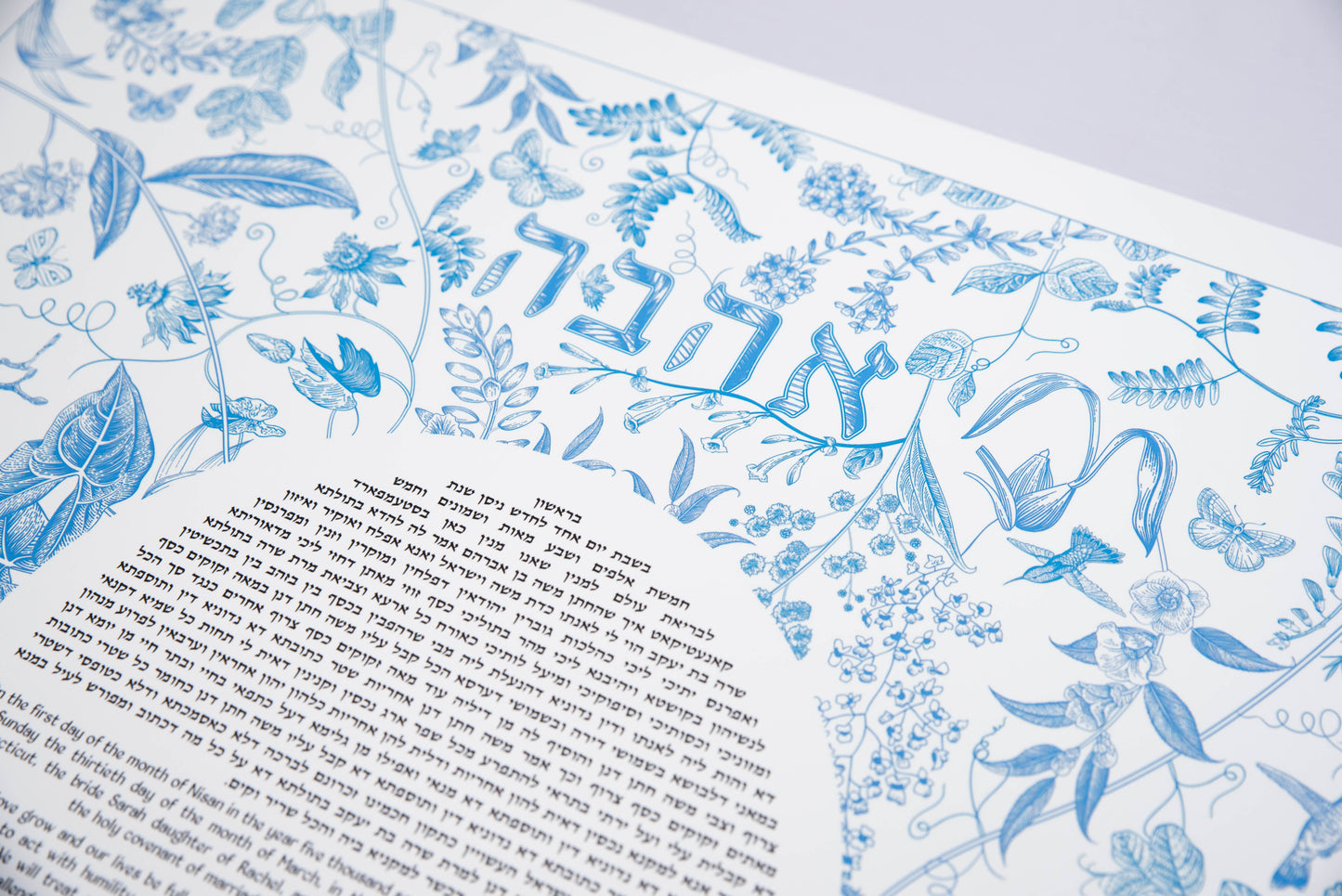 Ahava (Love) Blue Bird Ketubah