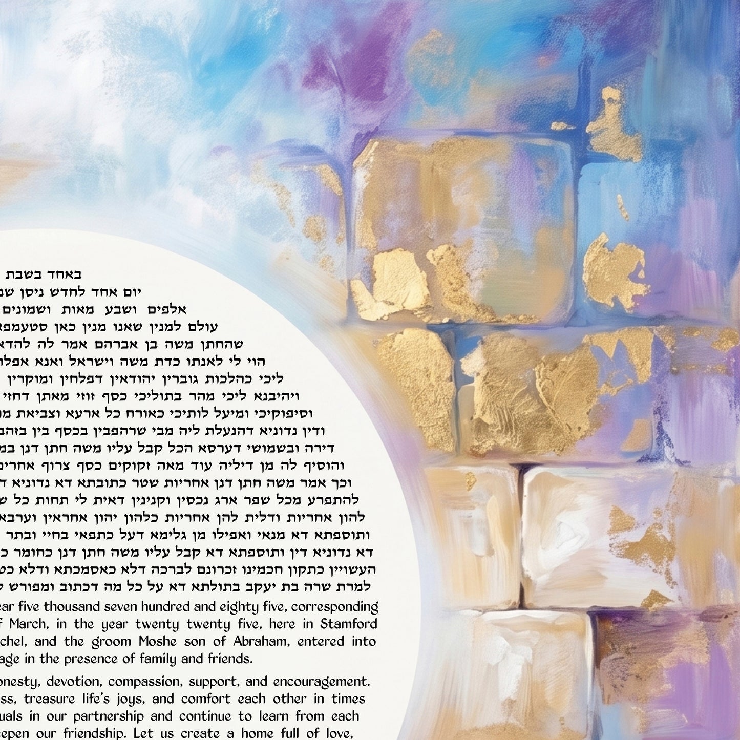 Jerusalem Western Wall Art Ketubah – Abstract Kotel Design