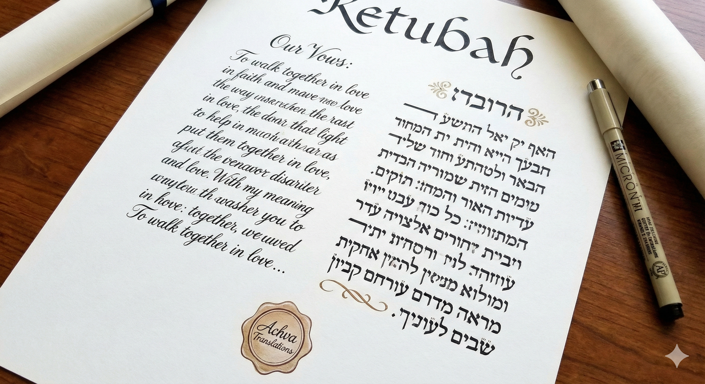 English to Hebrew Ketubah Translation