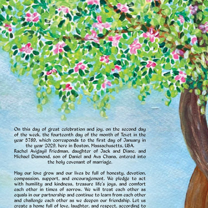 Intertwined Trees in Blossom Ketubah