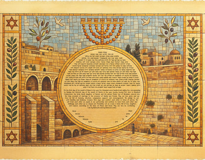 Jerusalem Mosaic Ketubah with Western Wall / Kotel design