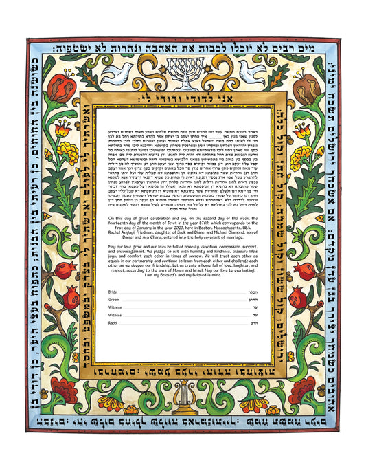 Italian Renaissance Ketubah: Art Painted Anew