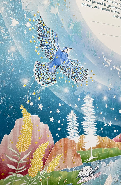 Celestial Fest Ketubah Art Design on Archival Paper with Customizable text