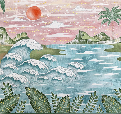 Japanese Sunset Ketubah Art Design on Archival Paper with Customizable text